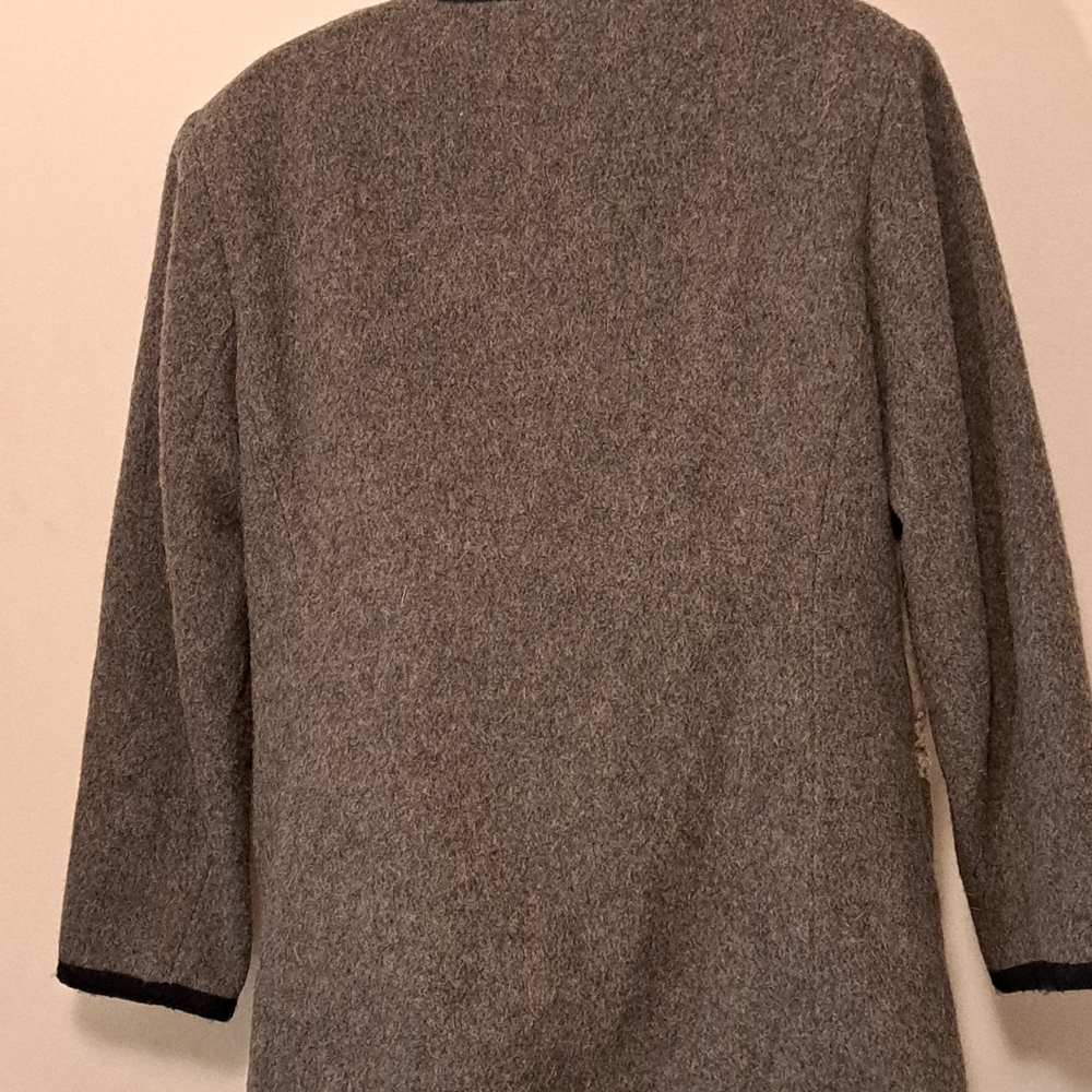Vintage Meico Landhaus Grey Wool Embriodered Applique Jacket Misses Size 10 - Picture 10 of 10